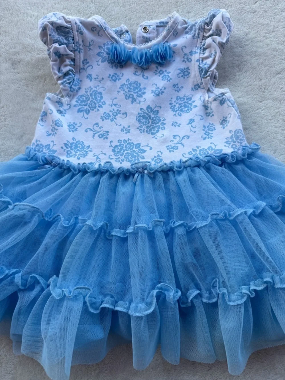 Little Me Light Blue Floral Tulle Dress Size 18 M